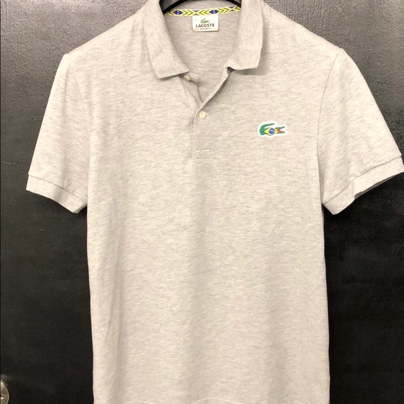 Lacoste Other - Lacoste grey polo with Brazilian flag croc logo